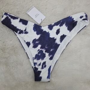 NEW WeWoreWhat Delilah Navy and White Bikini Swim Bottoms Large